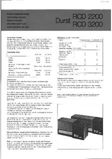 Durst RCD 3200 manual. Camera Instructions.